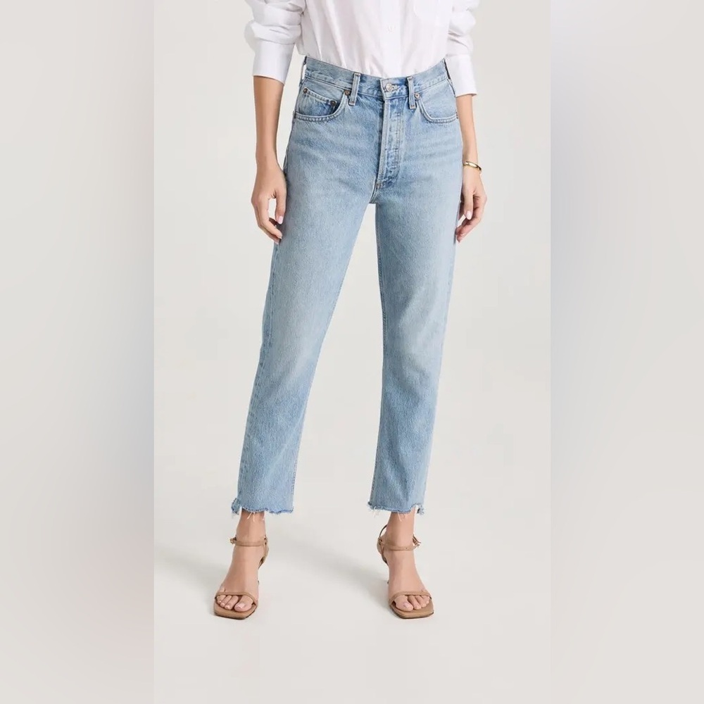 Agolde Riley High Rise Straight Crop Jeans Size 28 Light wash Denim Jeans